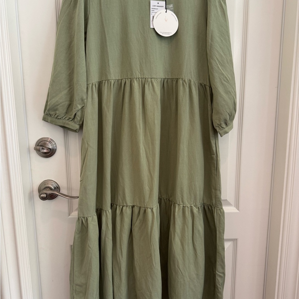 Sage Tiered Midi Dress.  Lost + Wander Sage 3/4 Sleeve Midi Dress Size Small